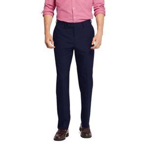 NWT LANDS' END MEN'S YEAR'ROUNDER TAILORED FIT PLAIN FRONT PANTS TRUE NAVY 37